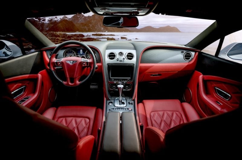 Luxury car interior in red. 