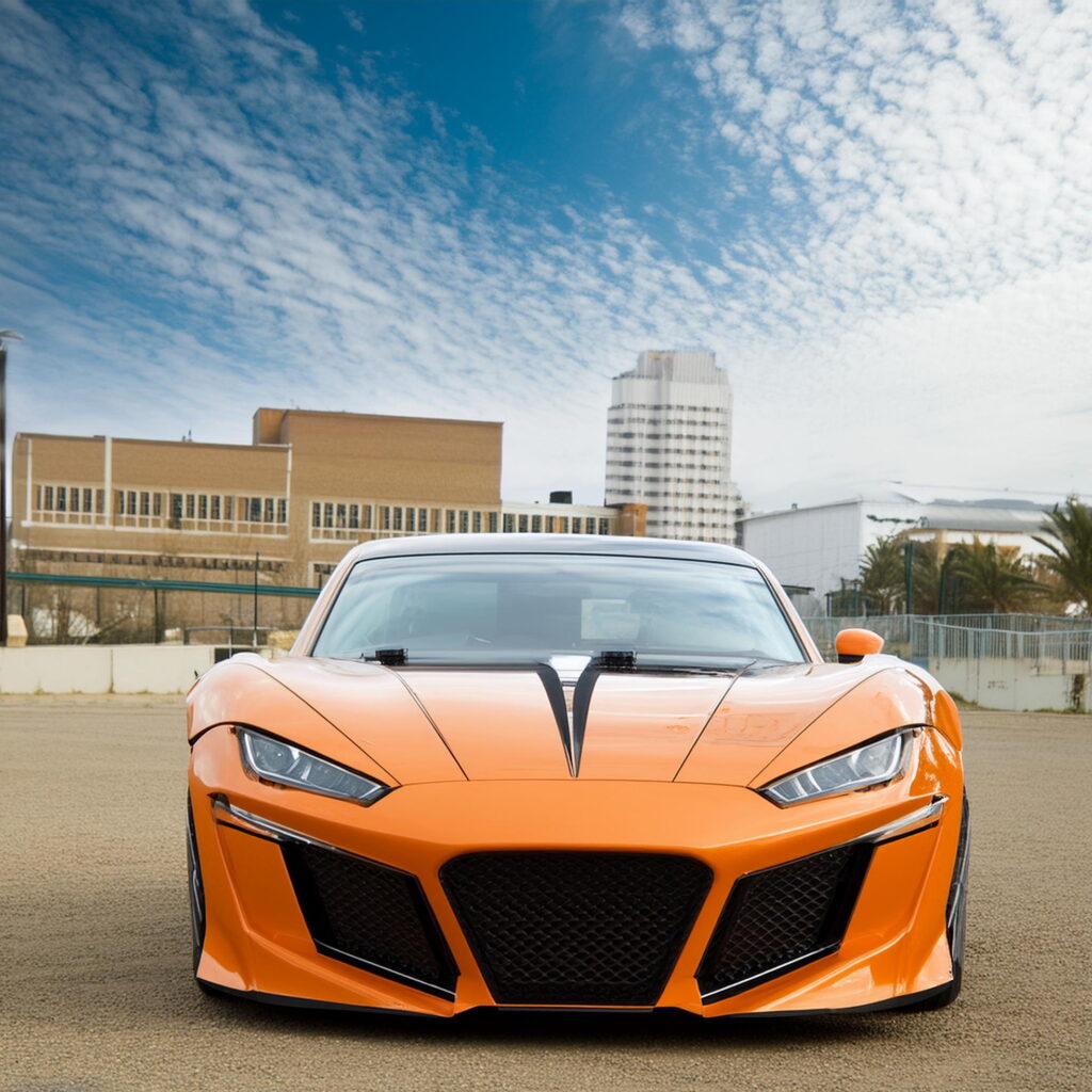 Orange sports car parked in an urban lot in West Covina, promoting Carzilo's fast and efficient cash for cars service.
